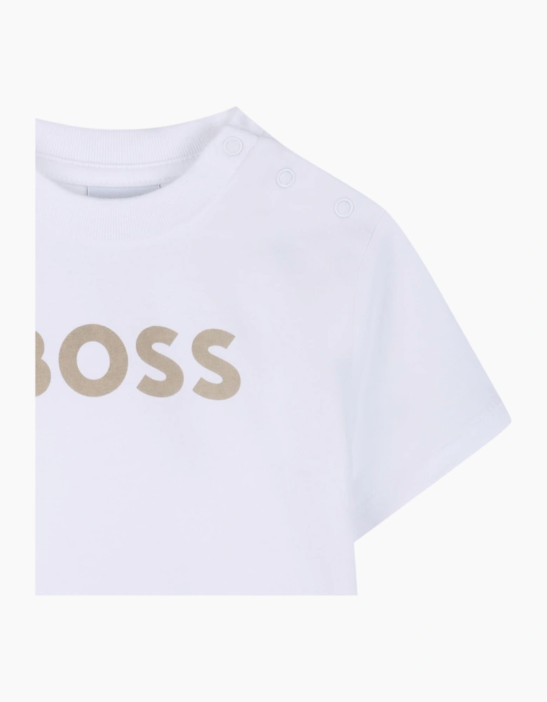 Boys Beige and White Stripe Short Set