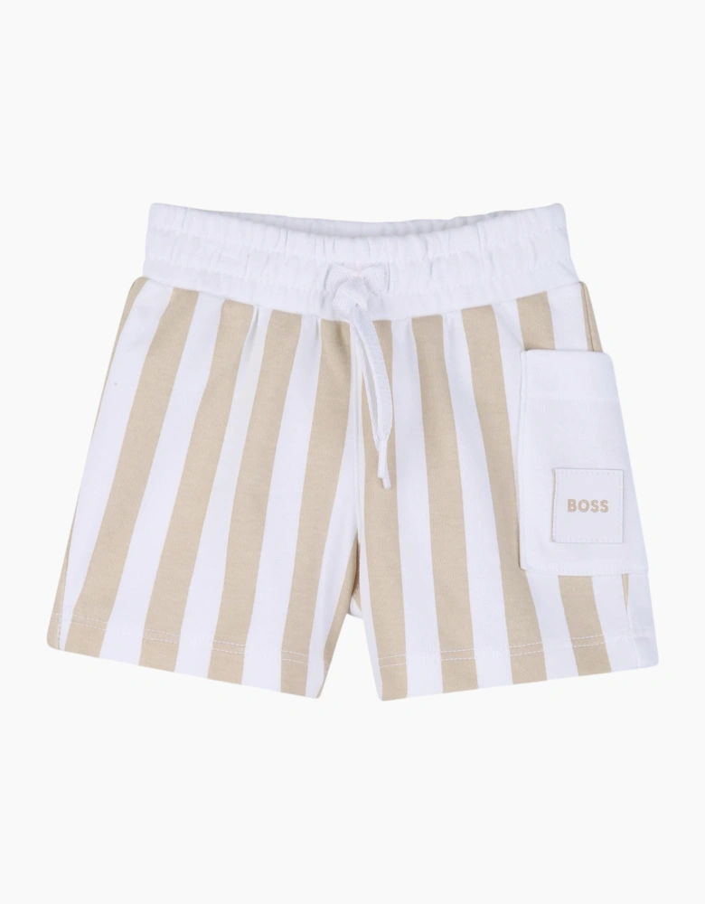 Boys Beige and White Stripe Short Set