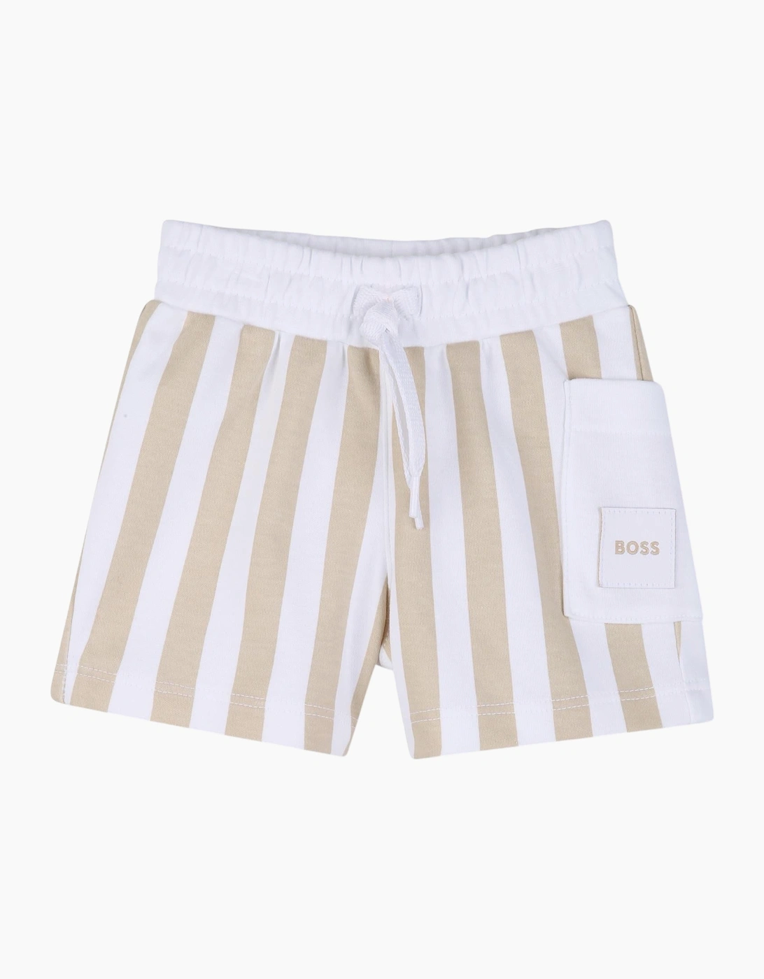 Boys Beige and White Stripe Short Set