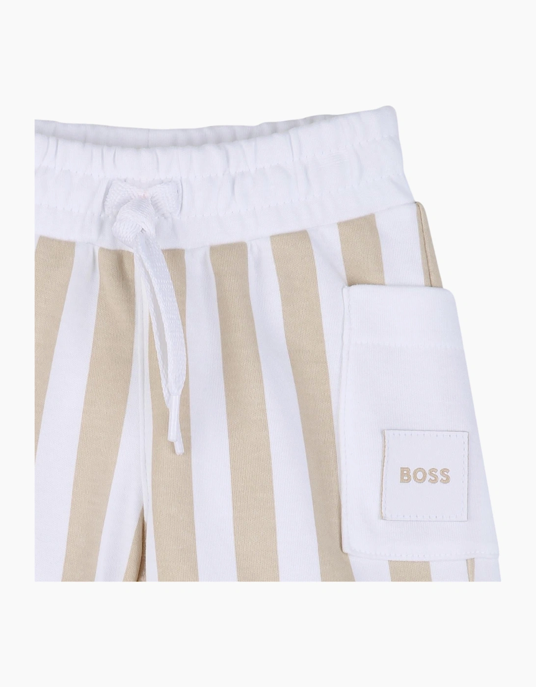 Boys Beige and White Stripe Short Set