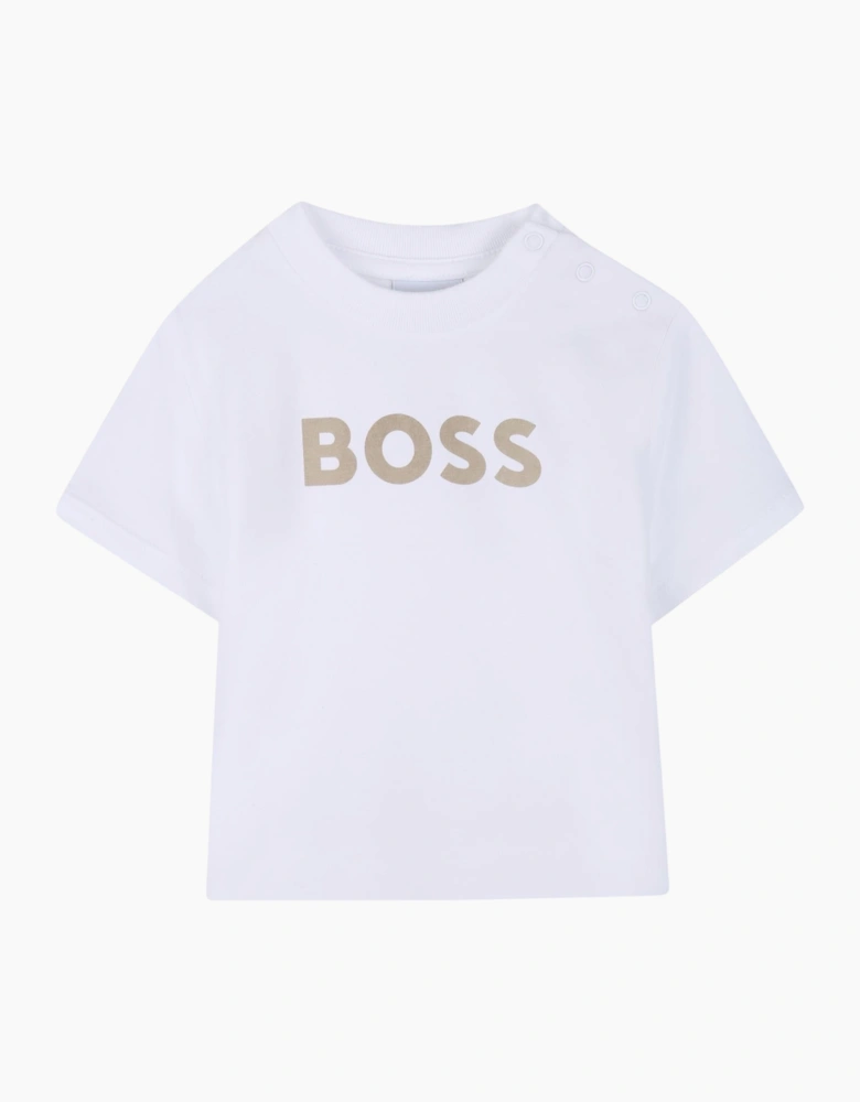 Boys Beige and White Stripe Short Set