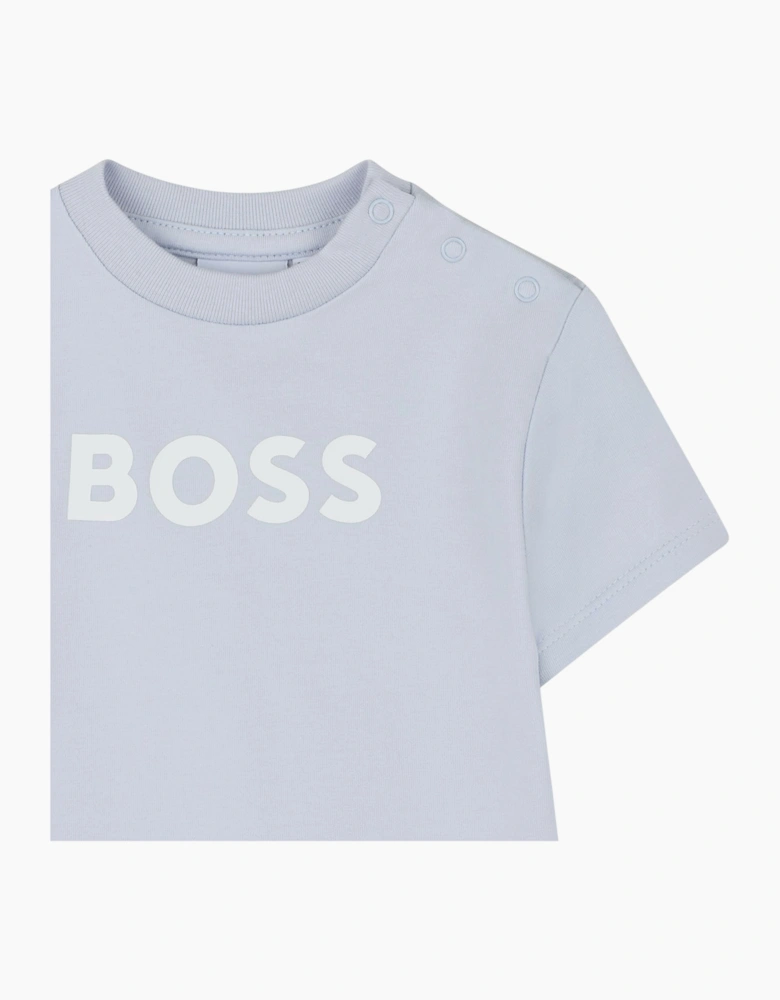 Boys Pale Blue and White Stripe Short Set