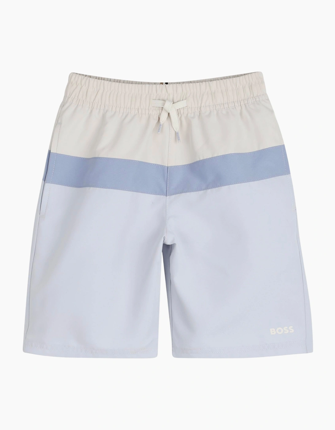 Boys Pale Blue and Cream Logo Swim Shorts, 4 of 3