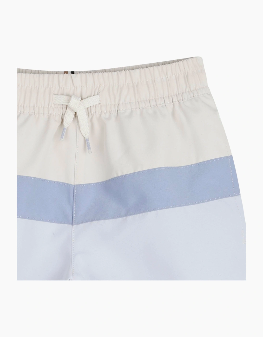 Boys Pale Blue and Cream Logo Swim Shorts