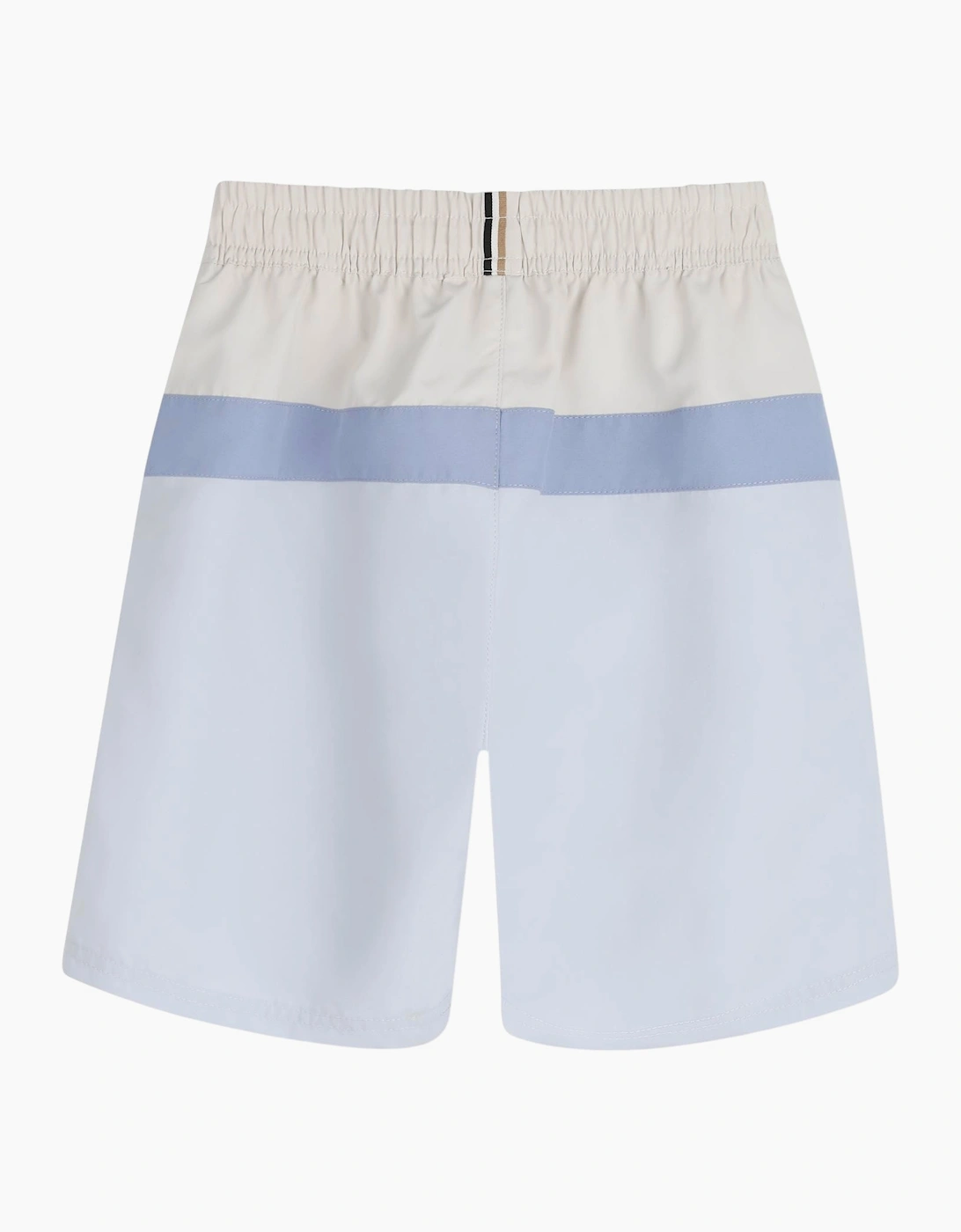 Boys Pale Blue and Cream Logo Swim Shorts