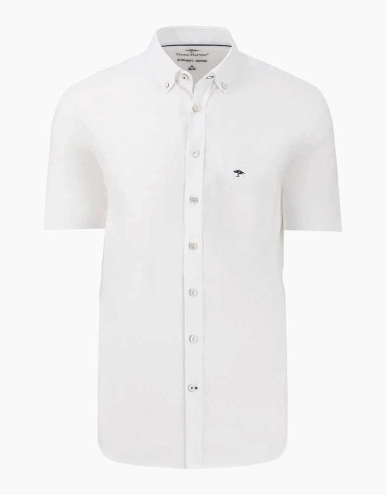 FYNCH-HATTON SHORT SLEEVED OXFORD SHIRT WHITE