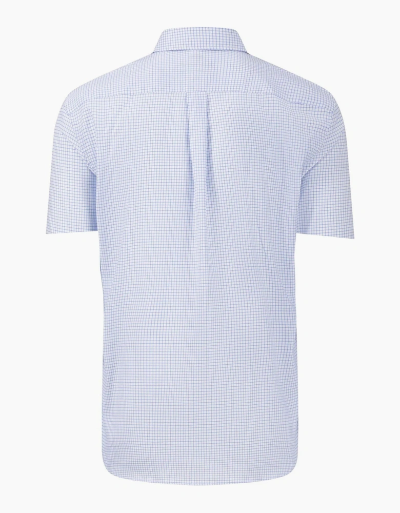 FYNCH-HATTON SHORT SLEEVED OXFORD SHIRT BLUE CHECK