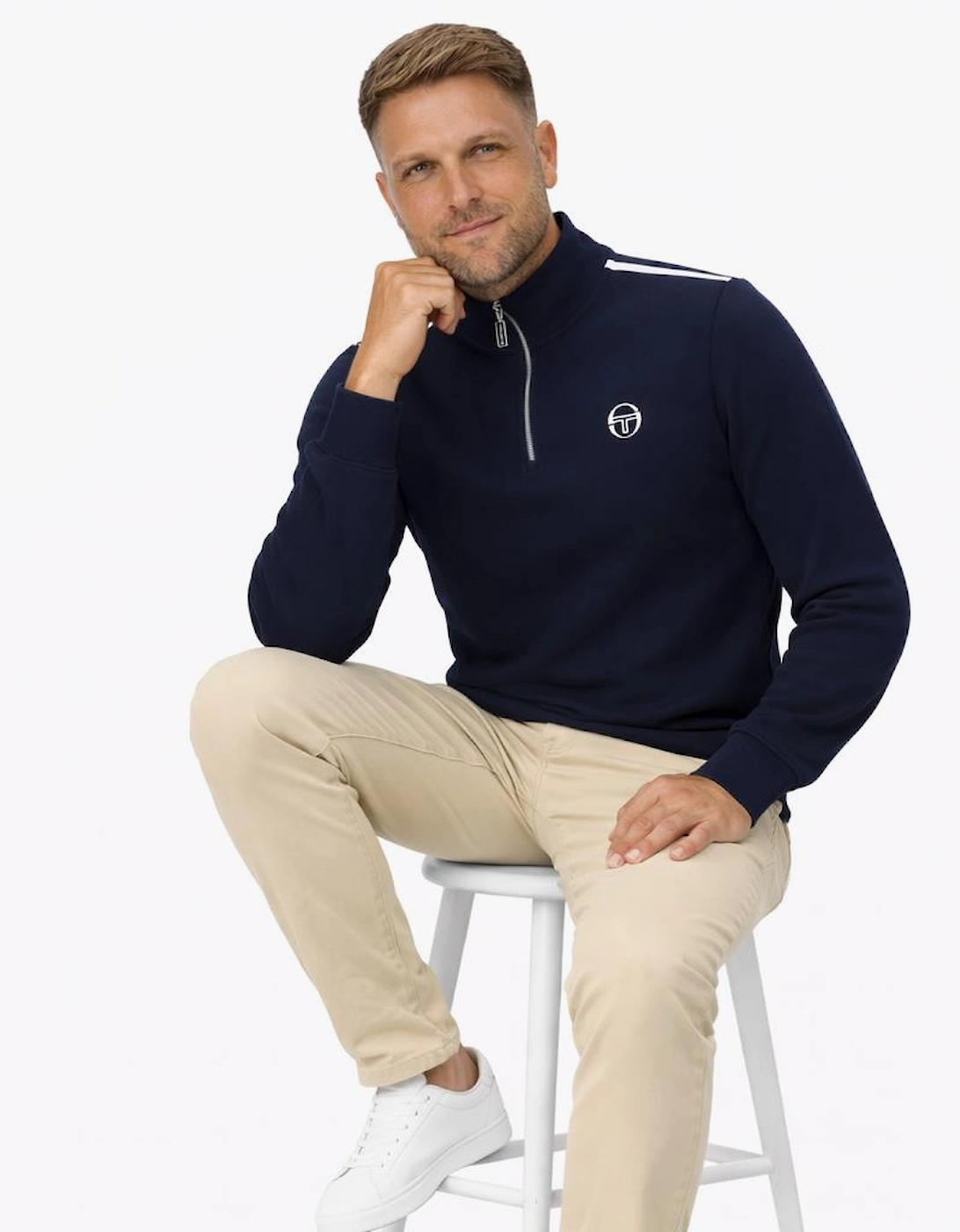 Locchi 1/4 Zip Sweatshirt Maritime Blue/White