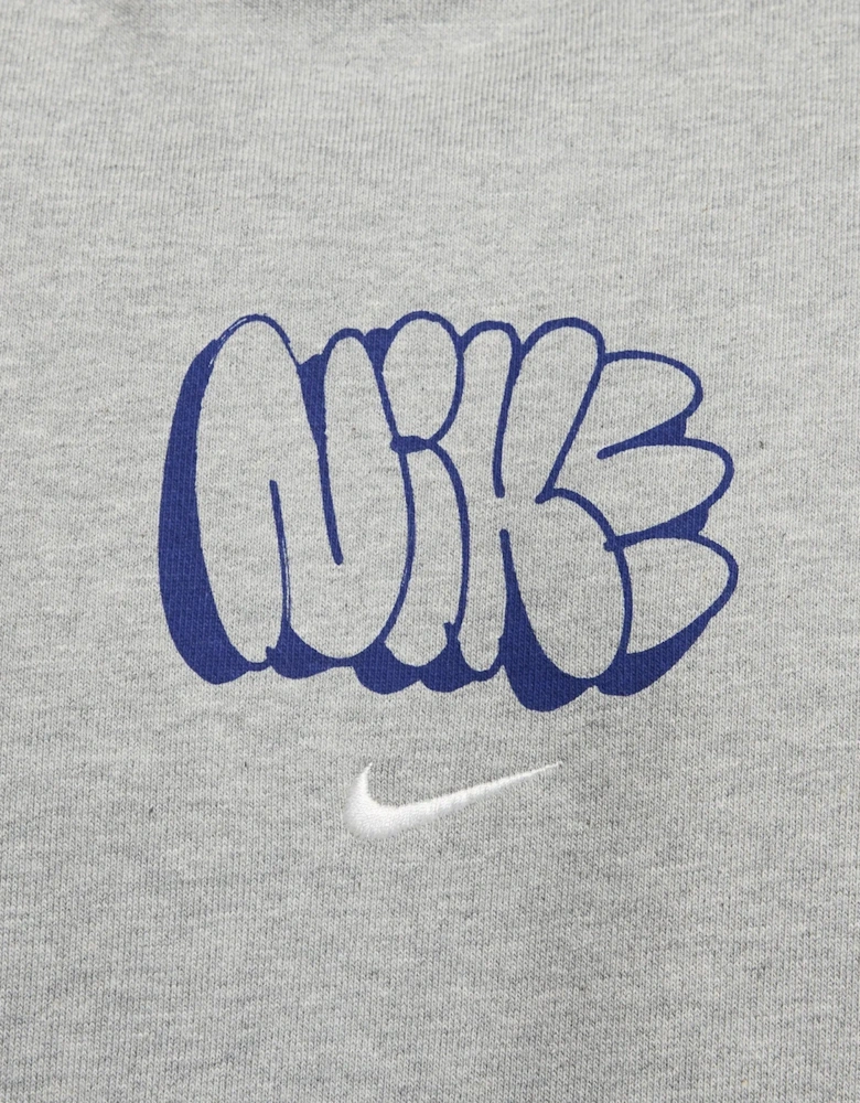 Solo Swoosh Graffiti Hoodie Grey