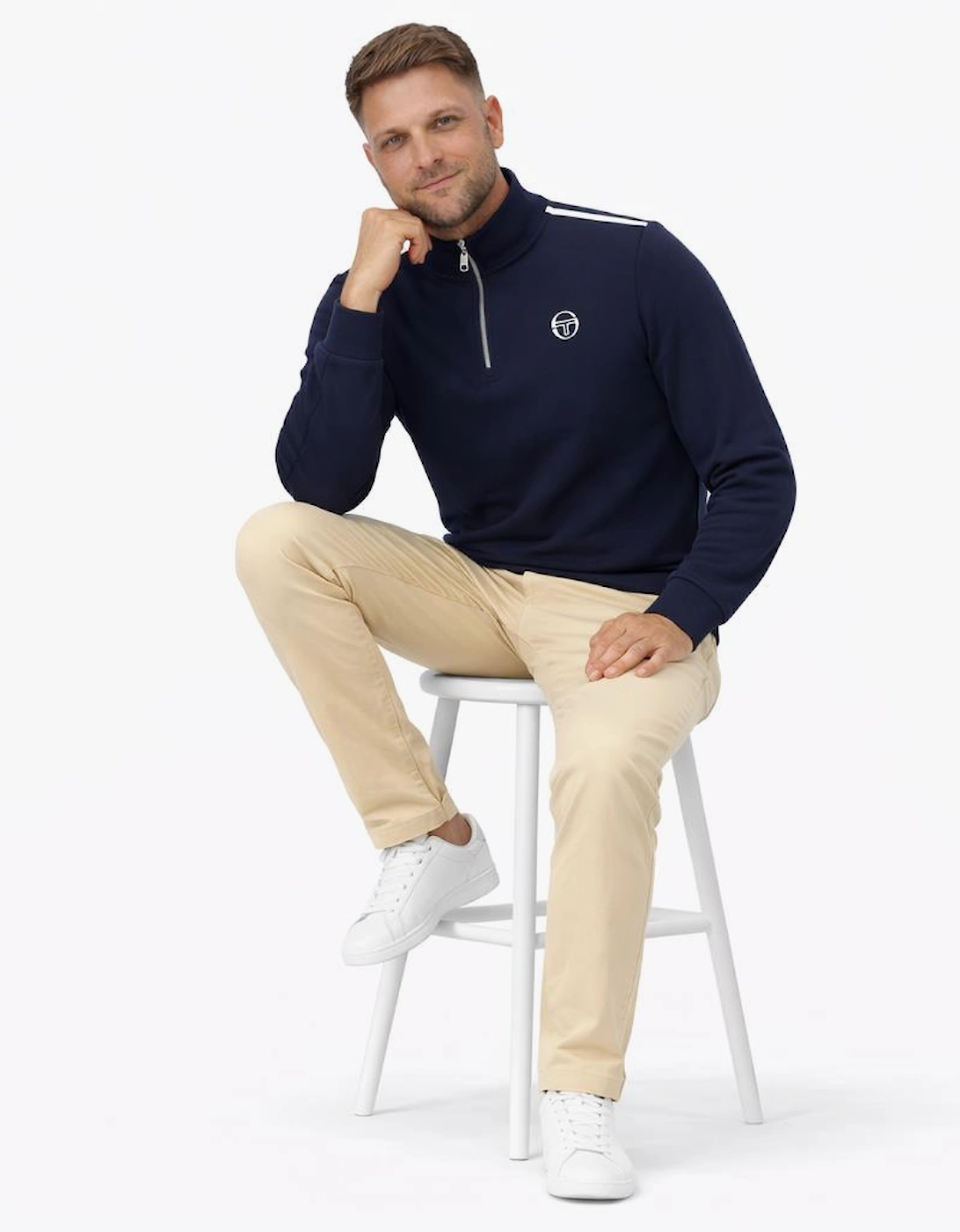 Locchi 1/4 Zip Sweatshirt Maritime Blue/White