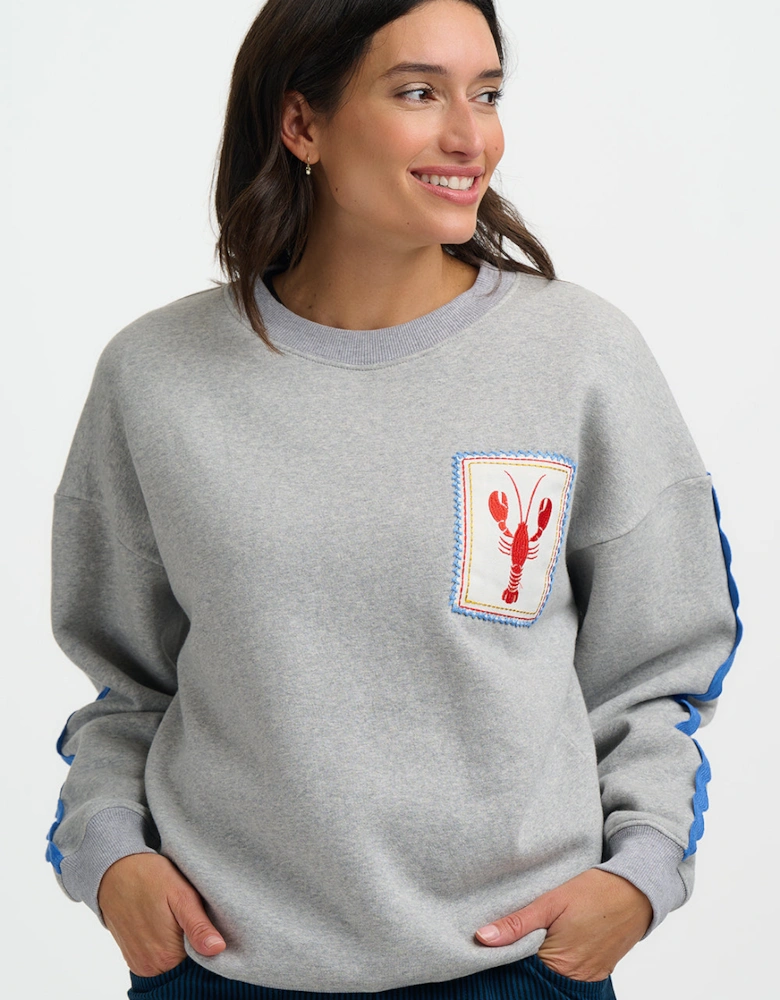 Eadie relaxed sweatshirt - grey marl lobster