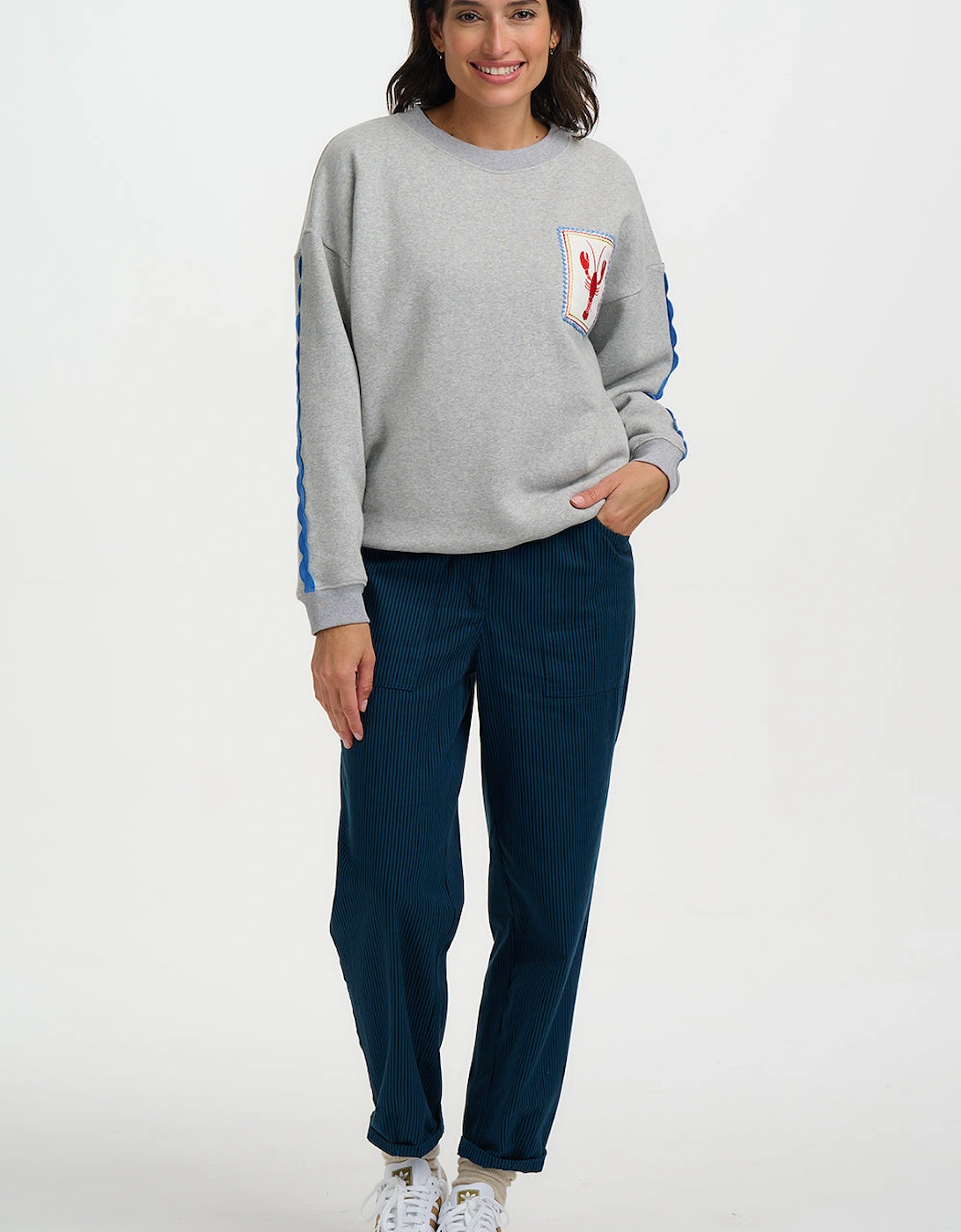 Eadie relaxed sweatshirt - grey marl lobster