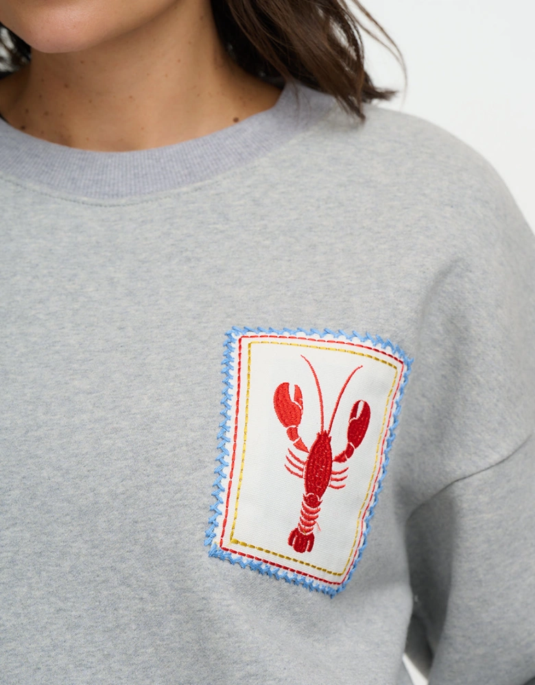 Eadie relaxed sweatshirt - grey marl lobster