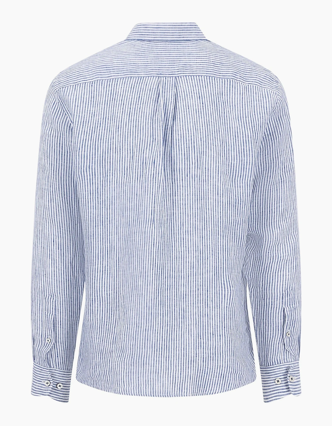 FYNCH-HATTON LONG SLEEVED LINEN SHIRT HARBOUR BLUE STRIPE