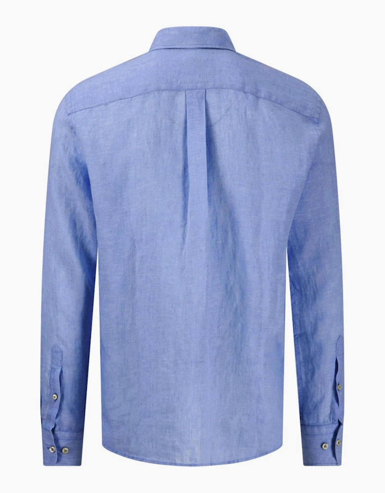 FYNCH-HATTON LONG SLEEVED LINEN SHIRT STRONG BLUE