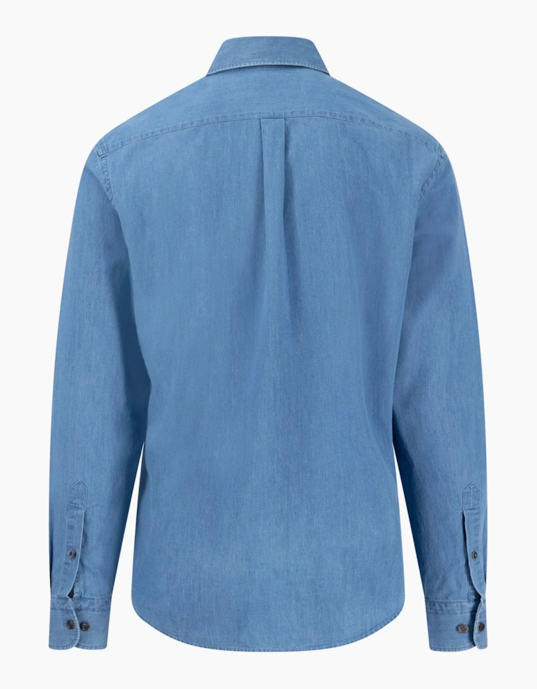 FYNCH-HATTON LONG SLEEVED DENIM SHIRT CRYSTAL BLUE