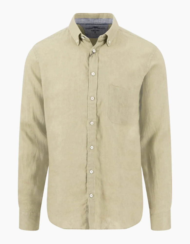 FYNCH-HATTON LONG SLEEVED LINEN SHIRT PISTACHIO