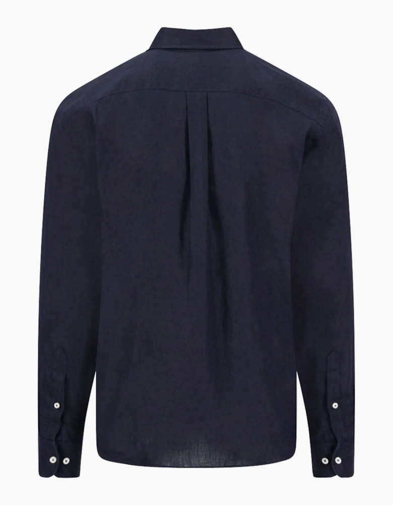 FYNCH-HATTON LONG SLEEVED LINEN SHIRT NAVY