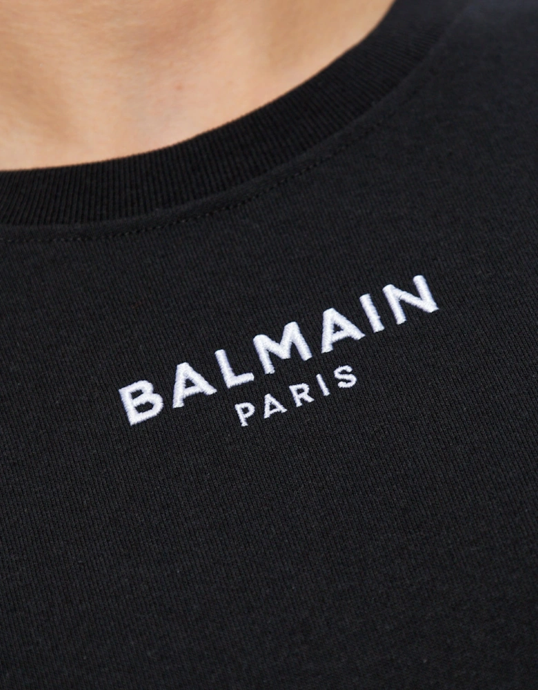Paris Small Embroidered Logo T-Shirt in Black
