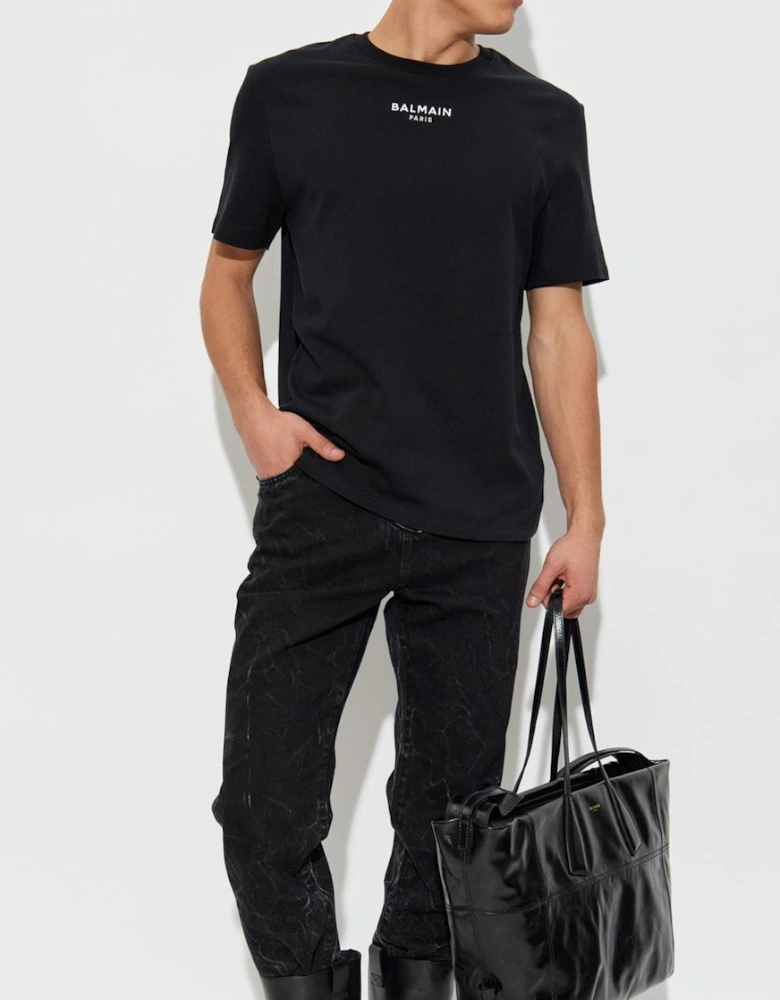 Paris Small Embroidered Logo T-Shirt in Black