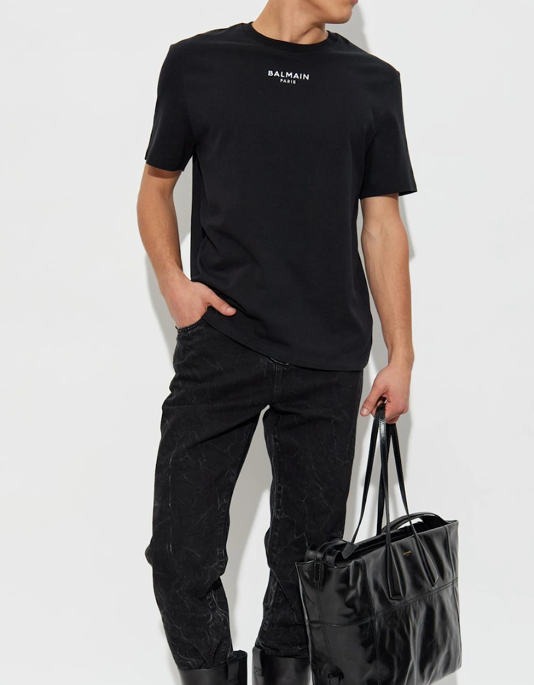 Paris Small Embroidered Logo T-Shirt in Black