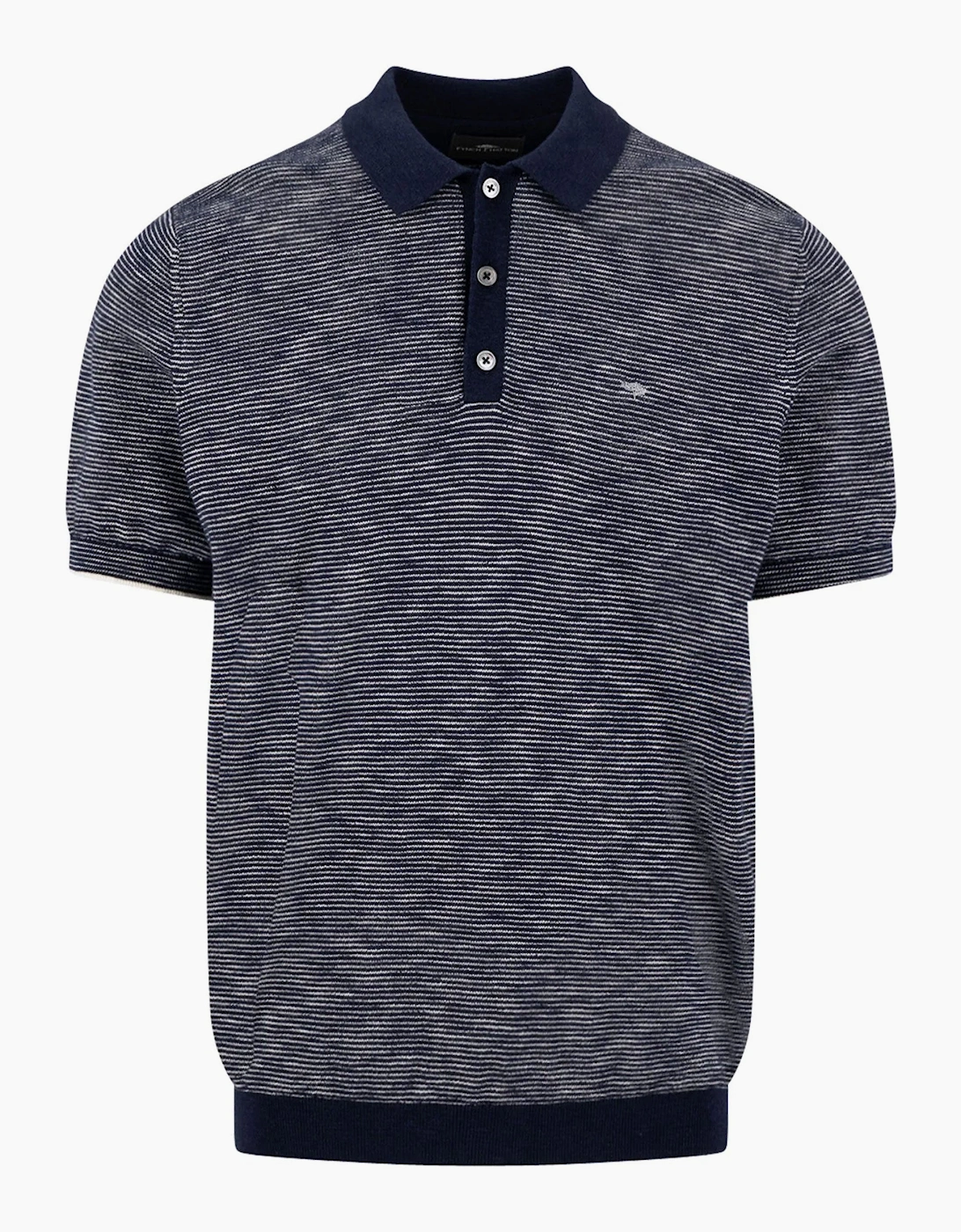 FYNCH-HATTON COTTON LINEN STRIPED POLO NAVY, 3 of 2