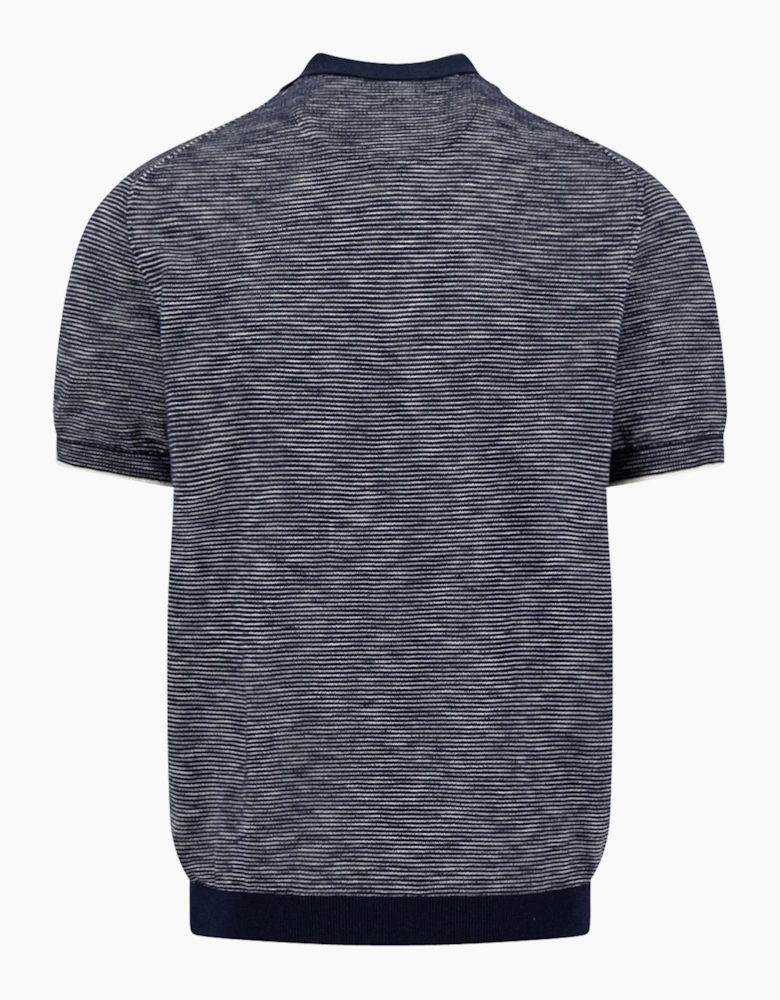 FYNCH-HATTON COTTON LINEN STRIPED POLO NAVY