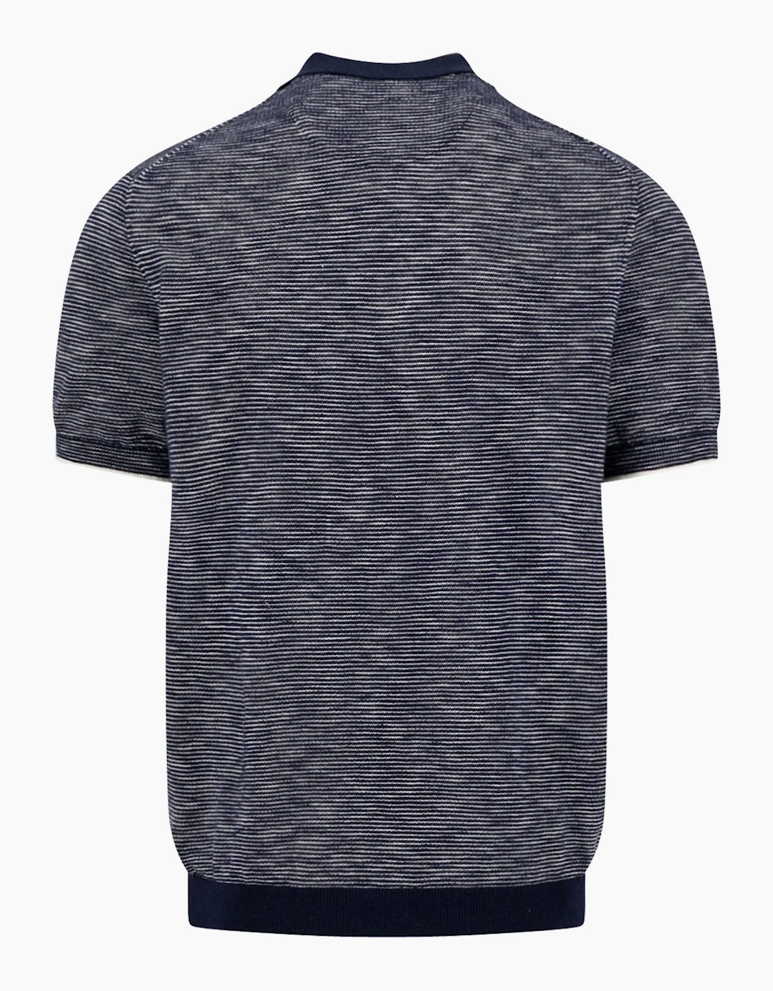 FYNCH-HATTON COTTON LINEN STRIPED POLO NAVY