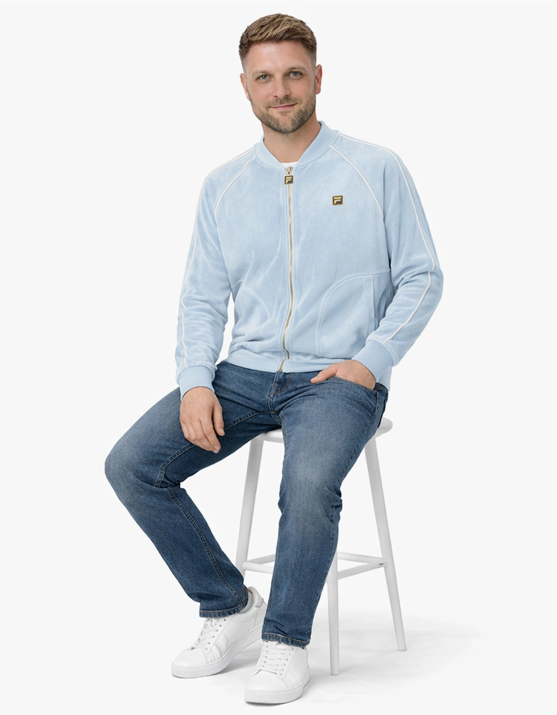 Gold Fella Velour Track Top Jacket Sterling Blue/Coconut Milk