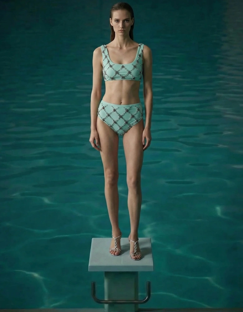 Mary Francis Bikini Top in Sustainable Lycra & Swarovski Crystals