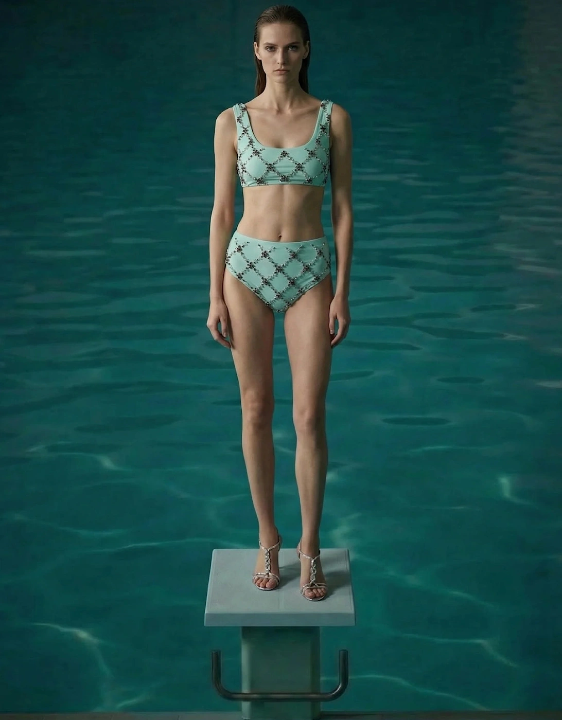 Mary Francis Bikini Top in Sustainable Lycra & Swarovski Crystals