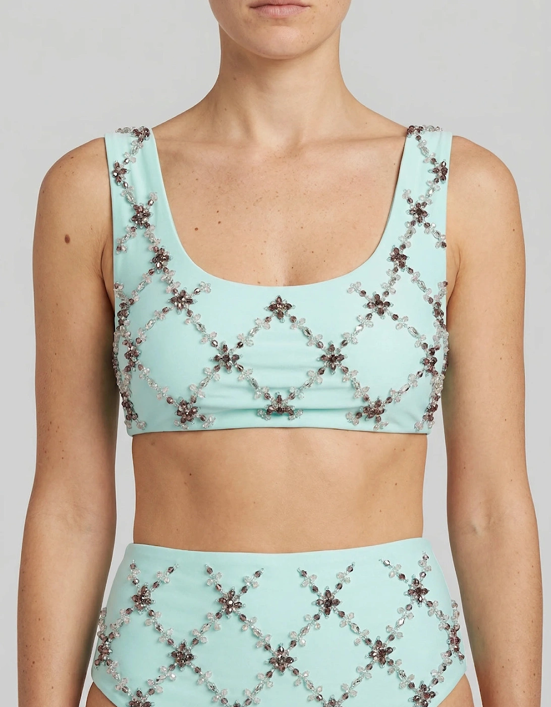 Mary Francis Bikini Top in Sustainable Lycra & Swarovski Crystals