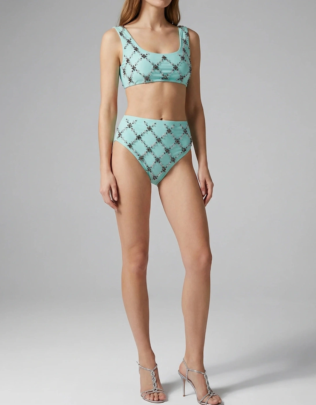 Mary Francis Bikini Top in Sustainable Lycra & Swarovski Crystals