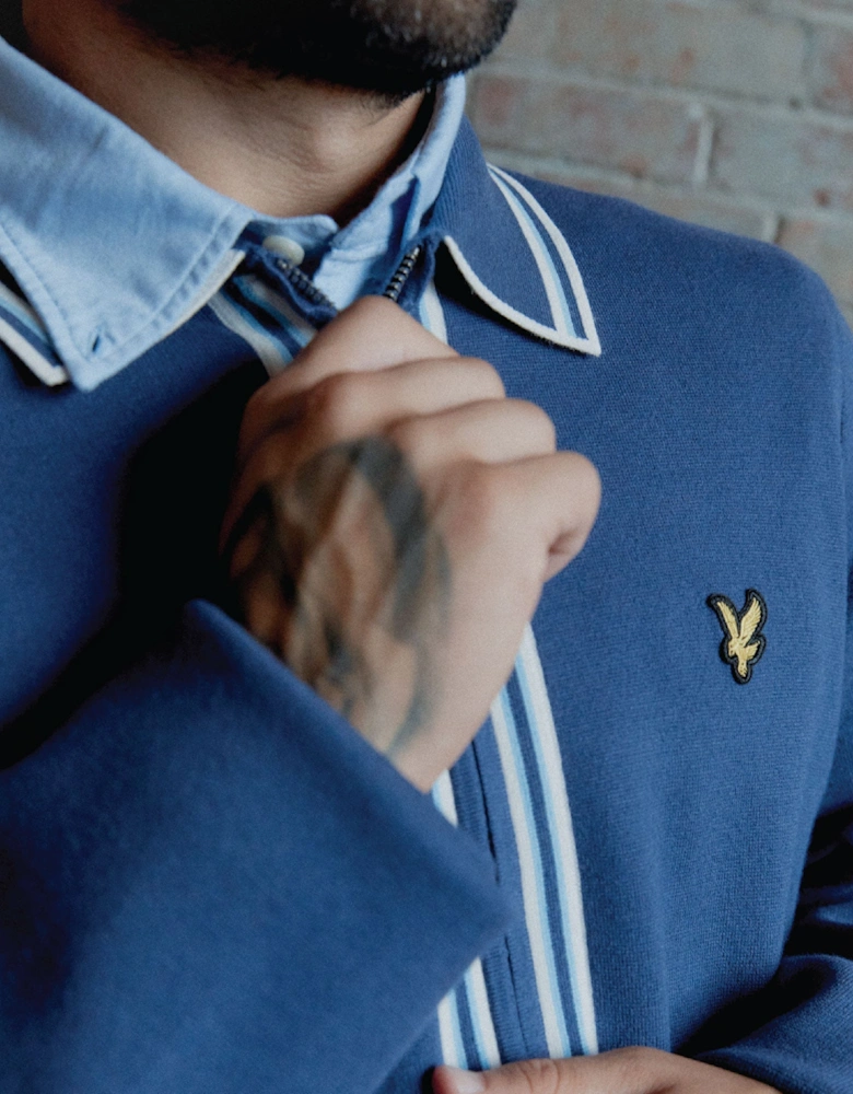 Tipped Full Zip Knitted Jumper