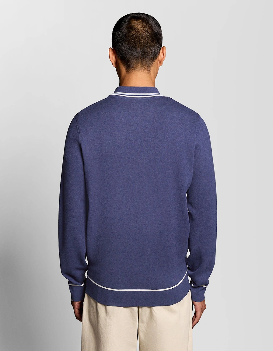 Tipped Full Zip Knitted Jumper