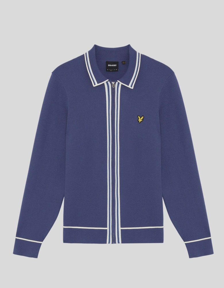 Tipped Full Zip Knitted Jumper