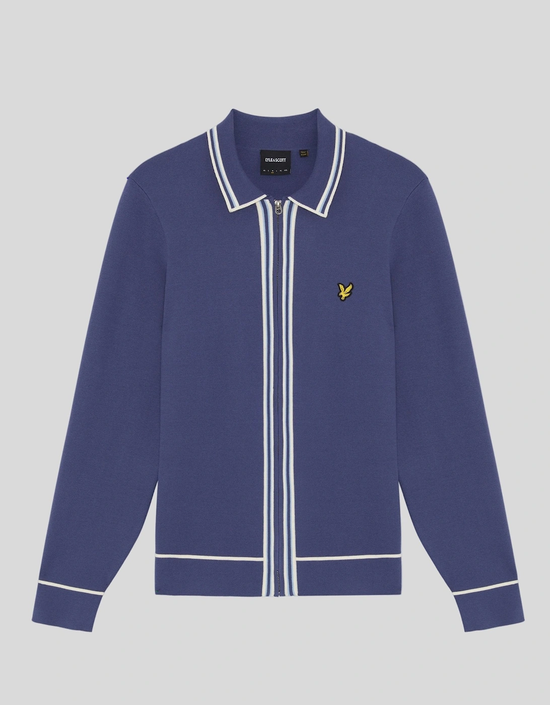 Tipped Full Zip Knitted Jumper