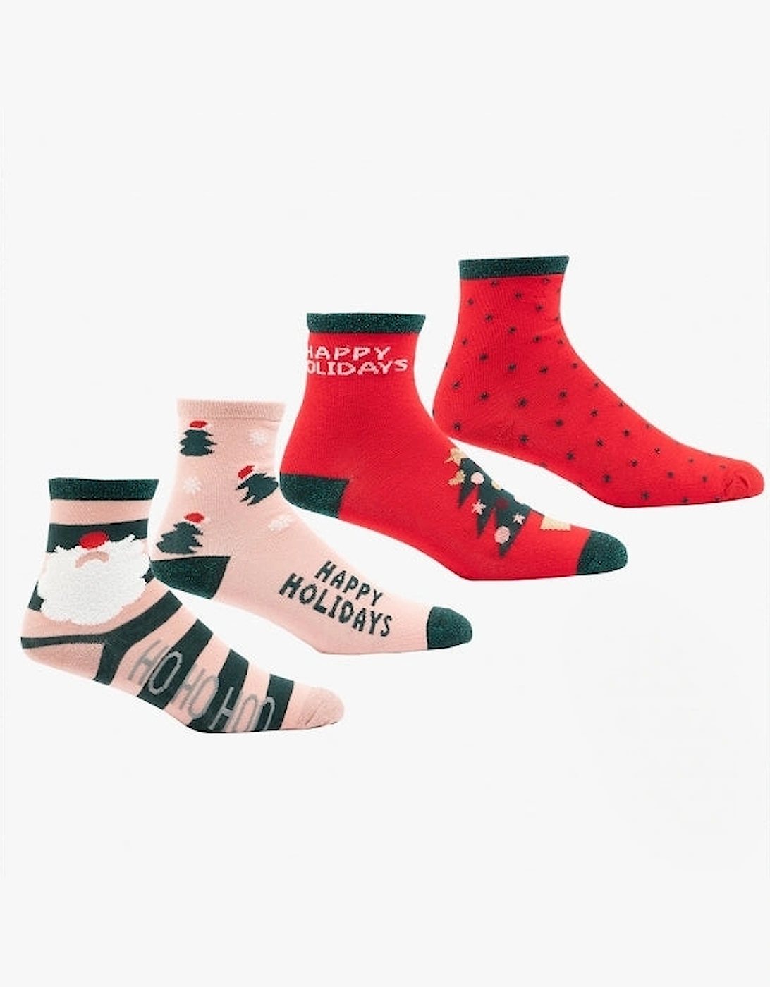 Joules SNOWFLAKE Womens Cotton 4 Pack Socks Red/Multi, 5 of 4