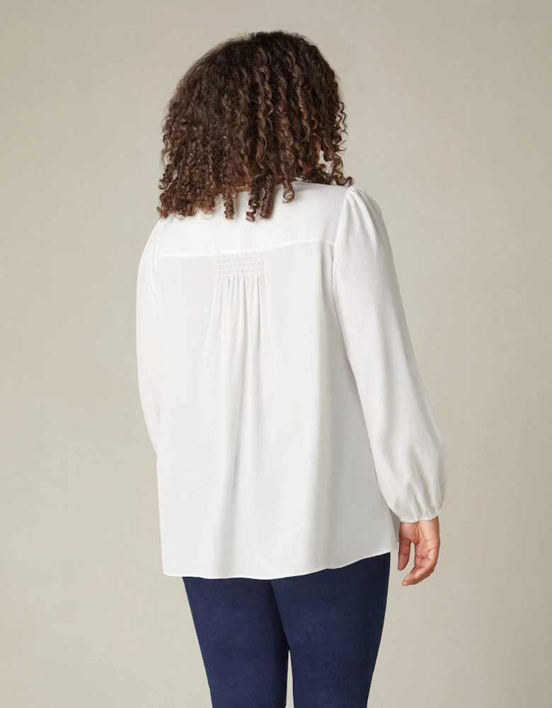 Ivory Trim Insert Boho Blouse