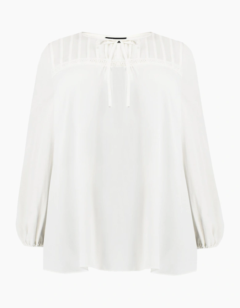 Ivory Trim Insert Boho Blouse