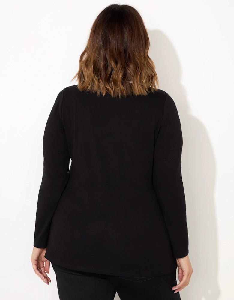 Black And White V-Neck Jersey Top