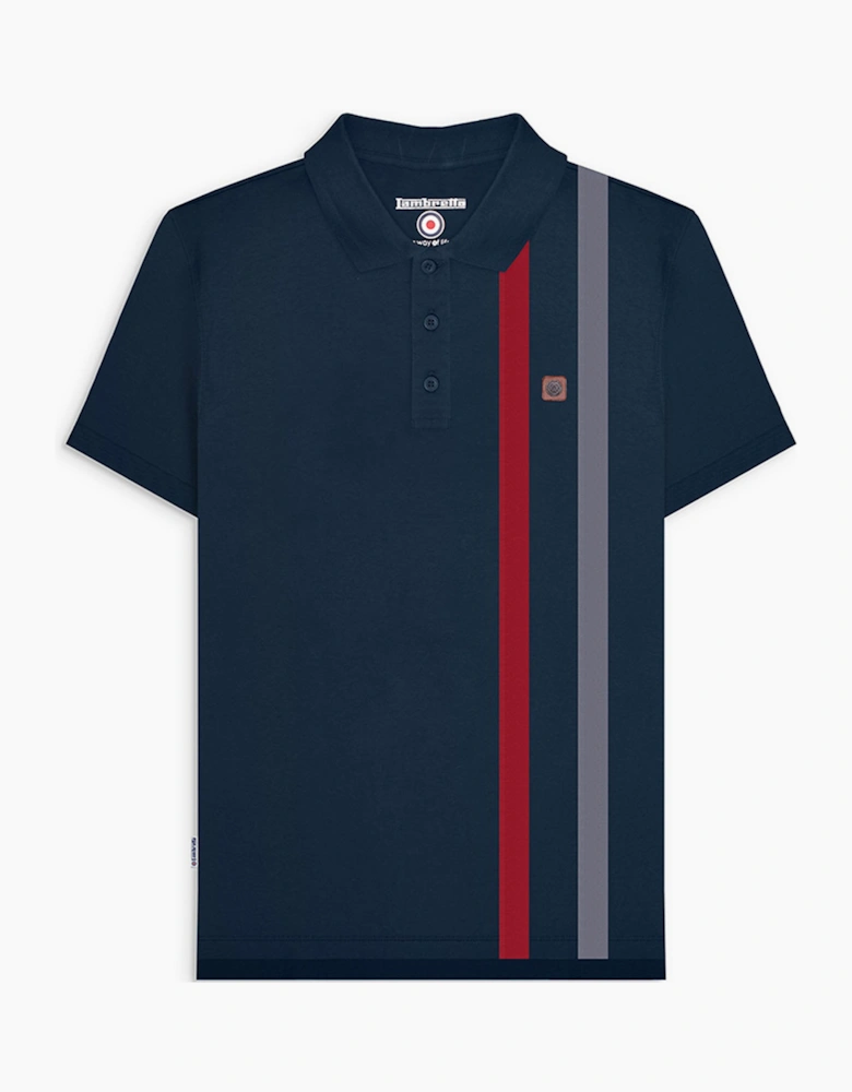Lambretta Mens Cut & Sew Short Sleeve Stripe Polo Shirt
