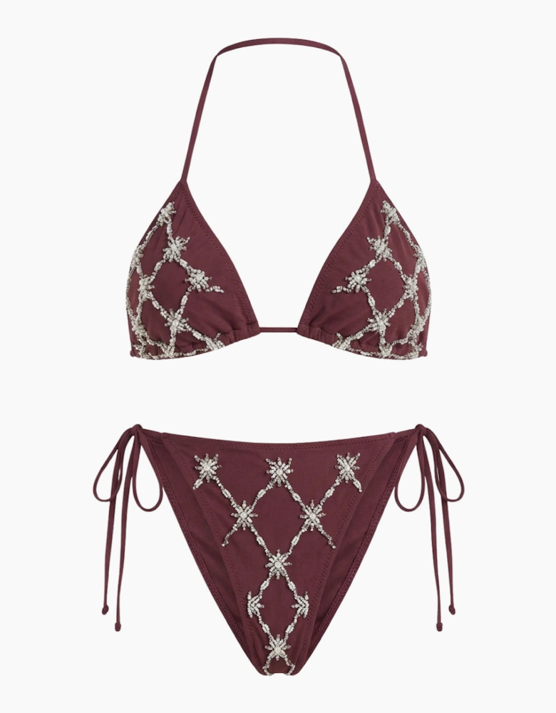 Orion Beaded Burgundy Bikini Top