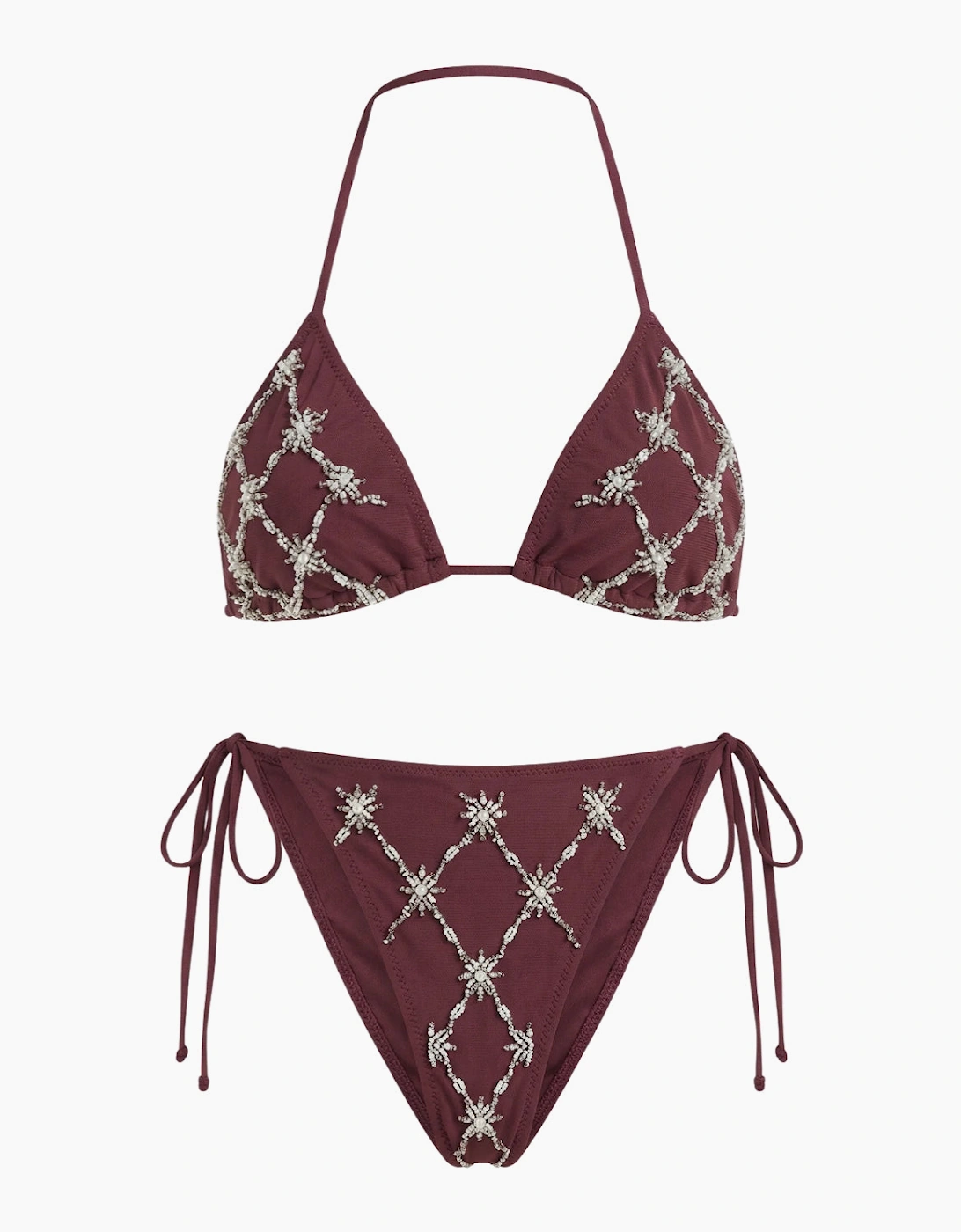 Orion Beaded Burgundy Bikini Top