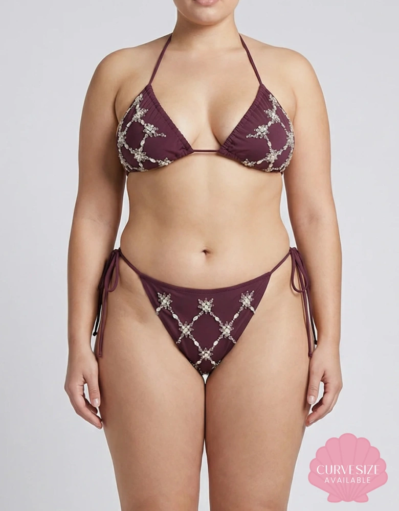 Orion Beaded Burgundy Bikini Top