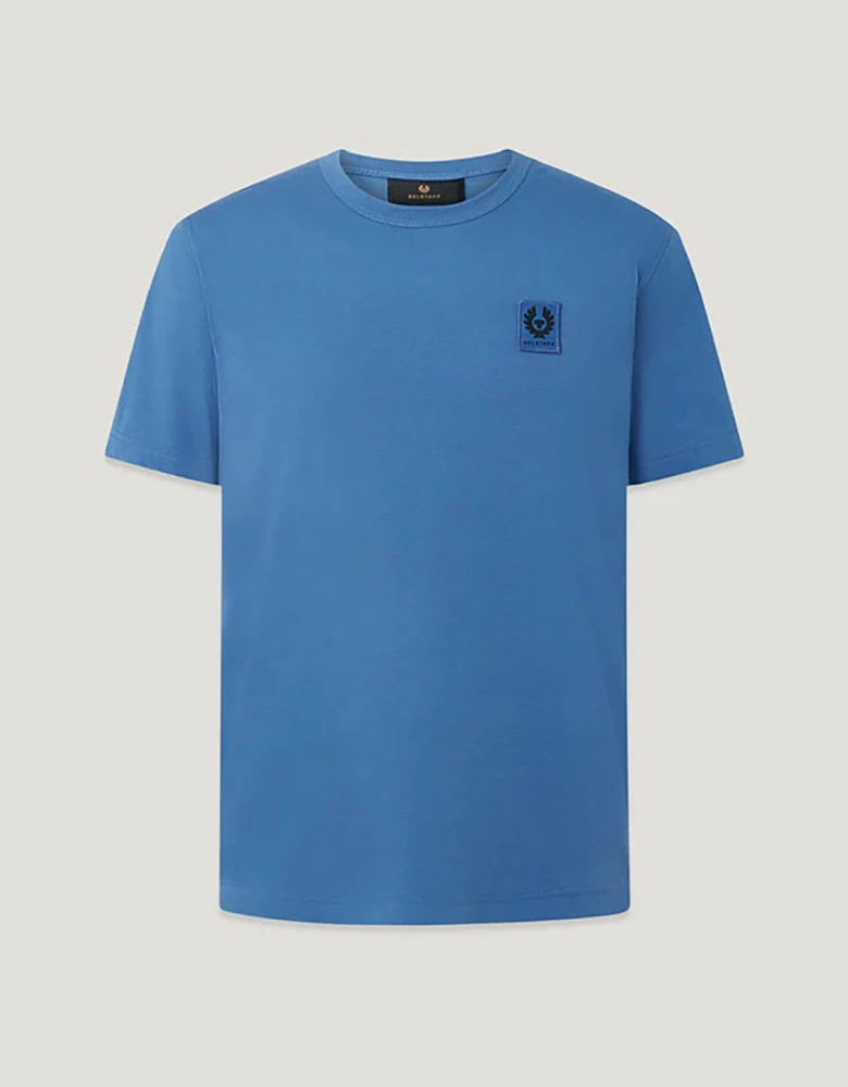 Short Sleeved Mens Logo Patch T-Shirt - Marine Blue