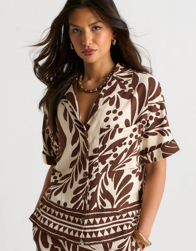 Chocolate Border Print Resort Shirt