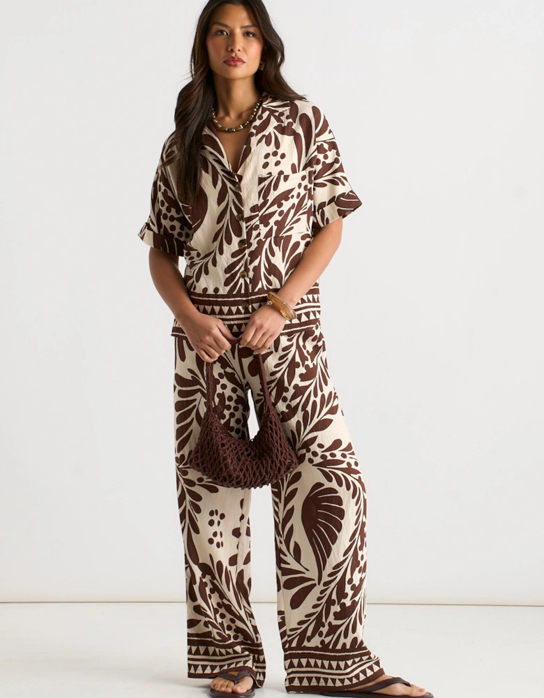 Chocolate Border Print Resort Shirt