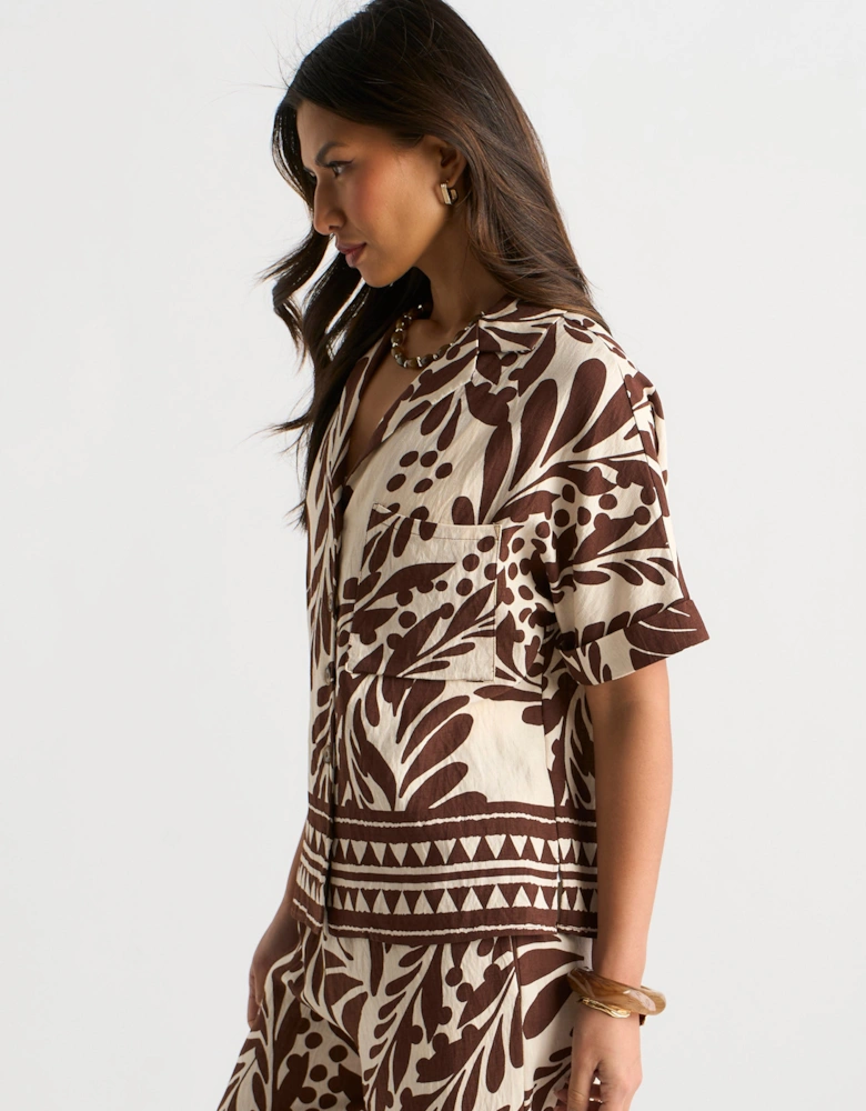 Chocolate Border Print Resort Shirt