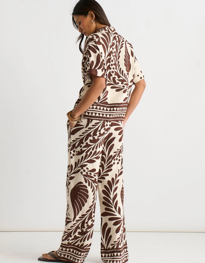 Chocolate Border Print Resort Shirt